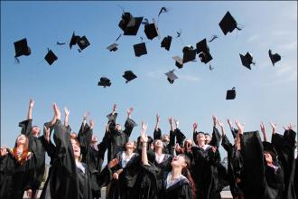 Graduates throwing hats